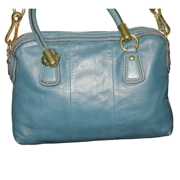 Coach 2010 Kristen Double Zip Leather Satchel in Teal Double Handle & Long strap - Picture 2 of 10